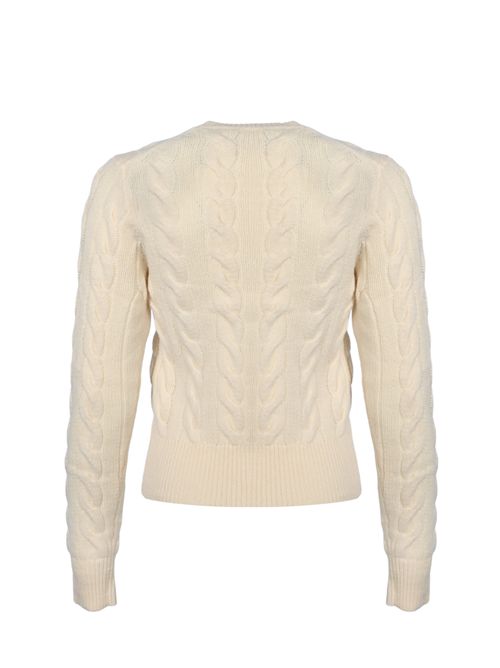Cardigan a trecce in lana e cashmere White POLO RALPH LAUREN | 211972104002